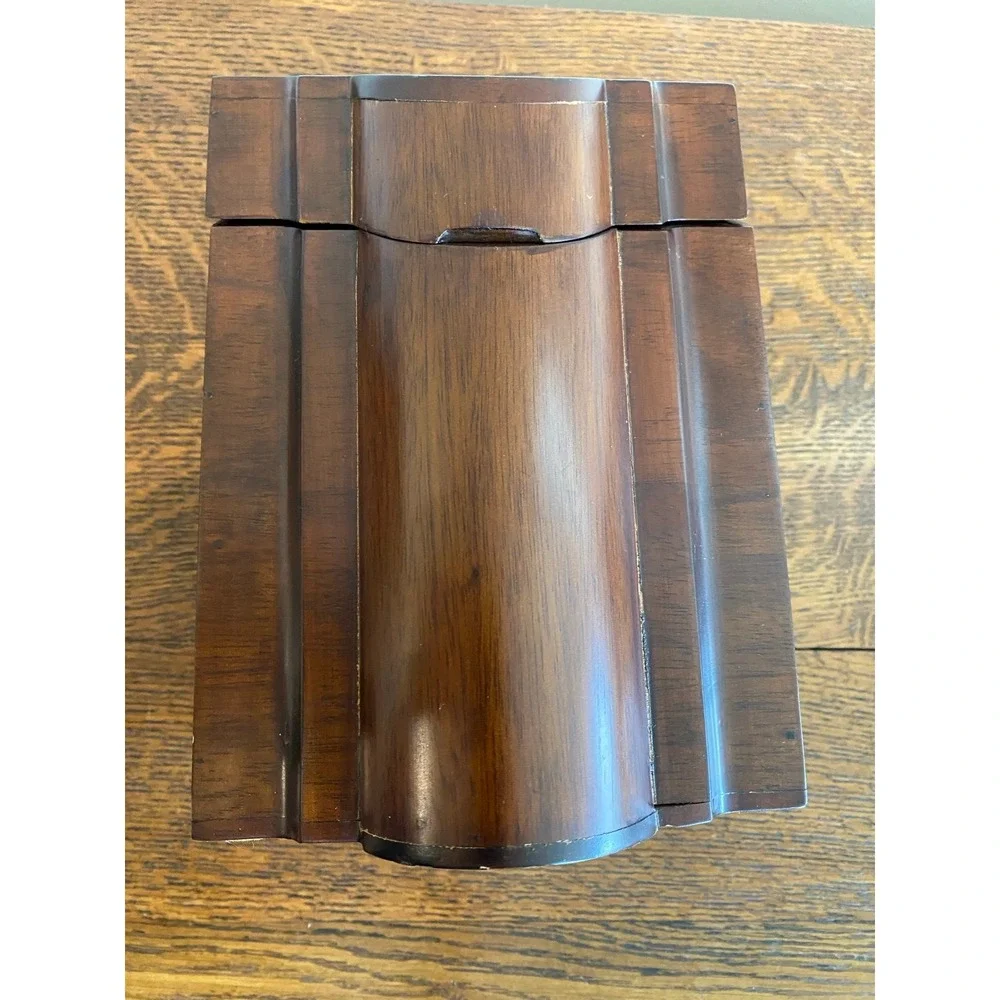 Selamat Designs wood organizer box leaf motif Georgian Walnut k15